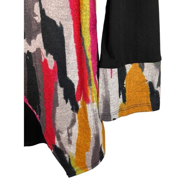 Ali Miles Cowl Neck Sweater Size S oversized Multicolor print Crossover Front - Picture 6 of 10